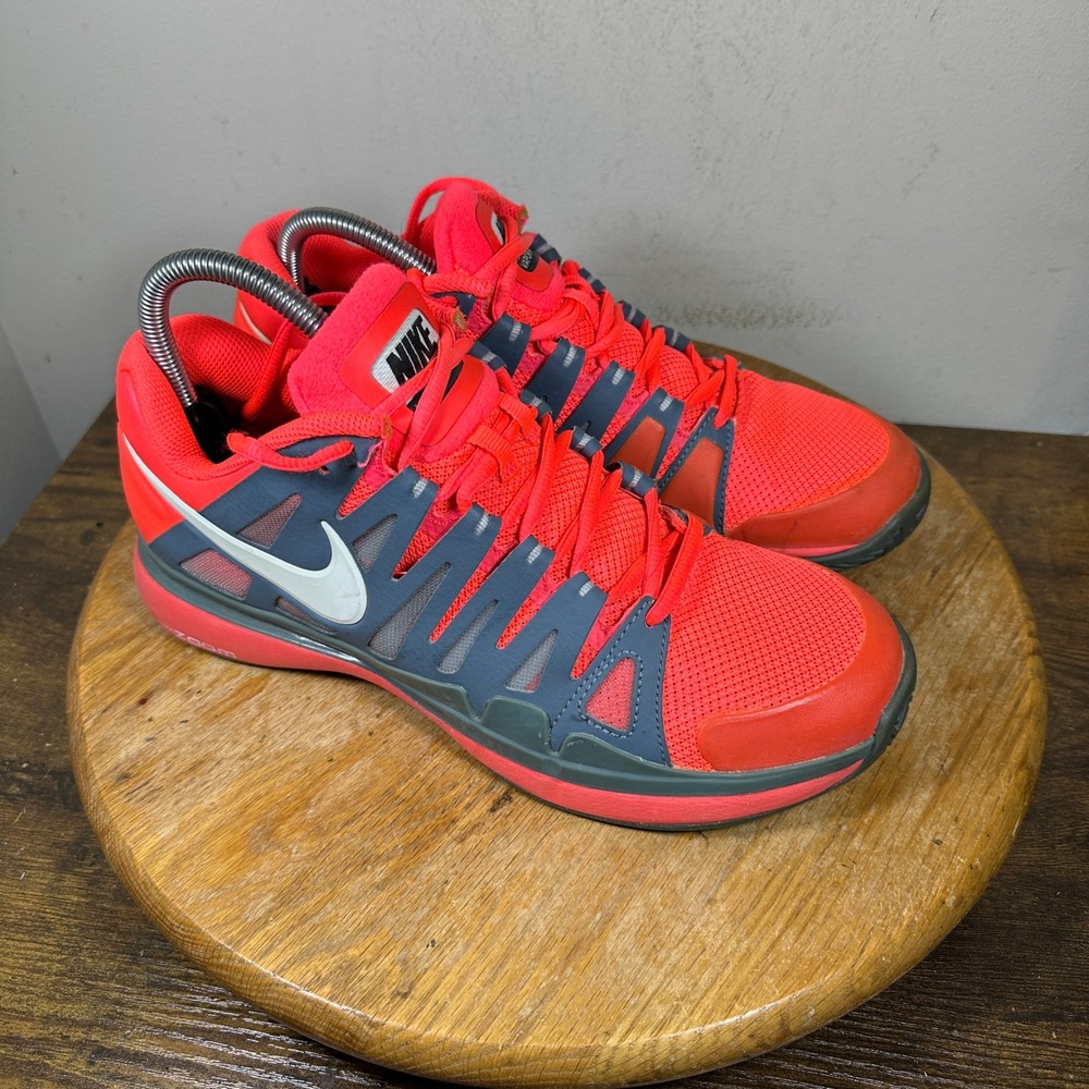 Nike Federer Zoom Vapor 9 Tour Mens 8 Red Armory Slate Tennis Shoes 488000-614